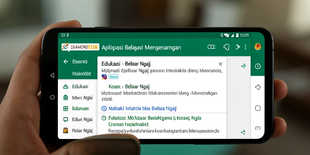Antarmuka aplikasi DIAMOND138 untuk belajar Ngaji.