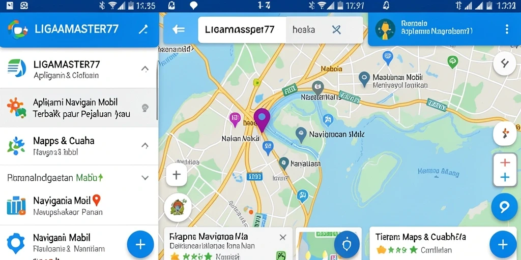 Antarmuka LIGAMASTER77 untuk navigasi mobil yang interaktif dan informatif.