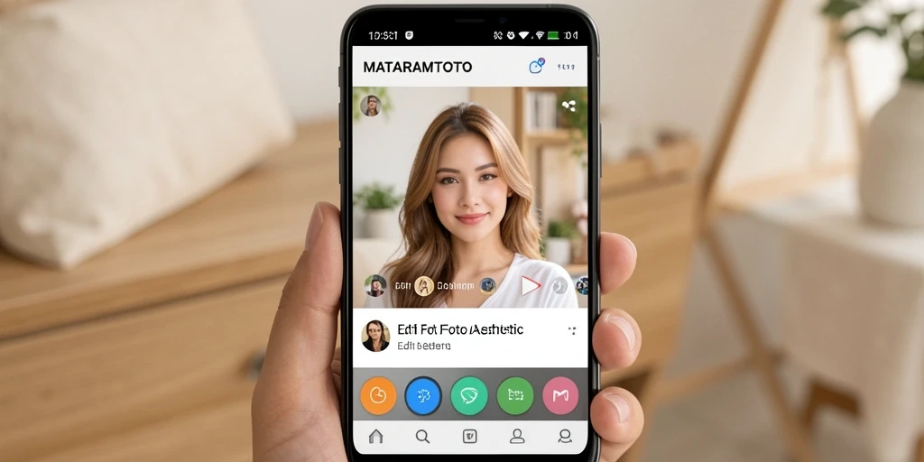 Tampilan antarmuka pengguna MATARAMTOTO dengan fitur Edit Foto Aesthetic.