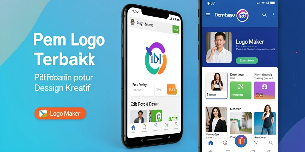Antarmuka desain Logo Maker yang intuitif dan ramah pengguna.